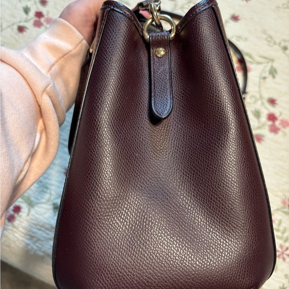Coach Metallic Oxblood Garnet Margot Leather Satchel - Picture 7 of 16